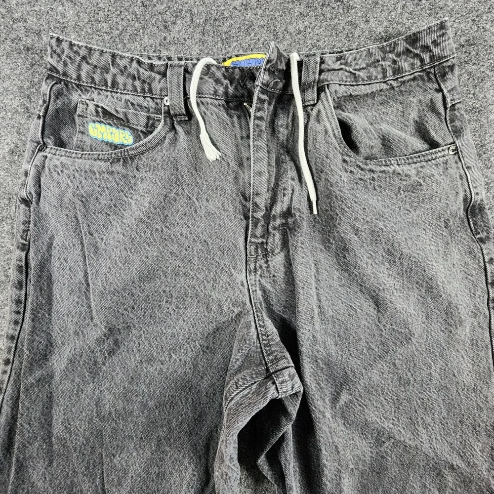 Empyre Loose Fit Jeans Mens 32 Black Washed‎ Denim Drawstring Streetwear Skater